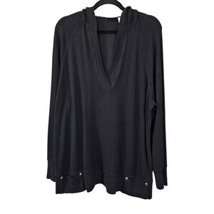 💥Zenergy By Chico's Long Sleeve V Neck Pullover Black Hoodie